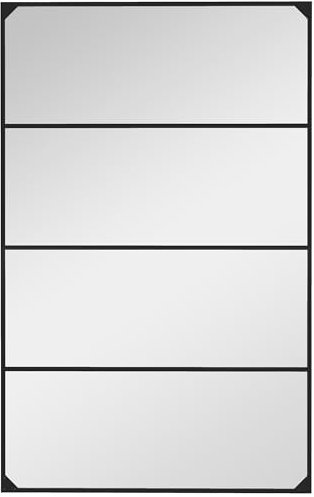 HOMCOM Miroir Mural verrière rectangulaire Style Industriel, Horizontal ou Vertical avec 4 Crochets, en métal Noir - 109 x 69 cm