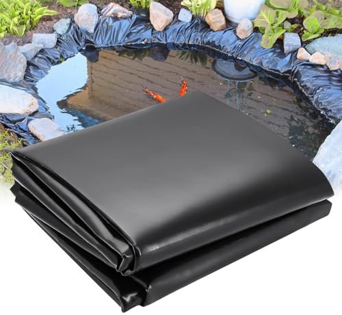Lonmrrton Rubber Pond Underlay 3x4m 4x5m 5x5m 6x8m Garden Fish Pond Liners Impermeable Pond Membrane for Outdoor Landscaping Fountains and Streams, 0.12mm Flexible Pond Lining Film(4x4m(13.1x13.1ft))