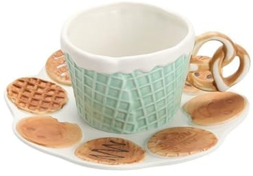 ruyi-1986 Coffee Cup Creative Biscuit-shaped Ceramic Household Snacks Cake Plate Afternoon Tea Set Dinner Plate Cup Exquisite Black Tea Cups coffee Mug(01,B)