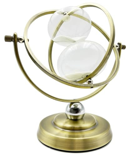 Sablier 60 Minutes 720°Sablier Minuteur,Sablier en Verre Vintage,Laiton Sablie en Métal,Sablier Decoratif,pour Cadeaux,Maison,Bureau,Bureau Décoration,l'enseignement(Noir)