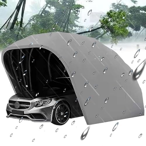 Carport Carport En Métal, 18x8.2x7.5ft Kit De Carport Robuste, Semi-automatique Garage Abri De Voiture Avec Cadre En Acier Galvanisé Et Toit Résistant Aux Intempéries, Tente De Voiture Abri De Rangeme