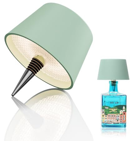 MU LIN lampada bottiglia ricaricabile,lampada da tavolo senza fili,Controllo Touch da 3 Modalita Temperatura di Colore, Dimmerabile, per Soggiorno, Ristorante
