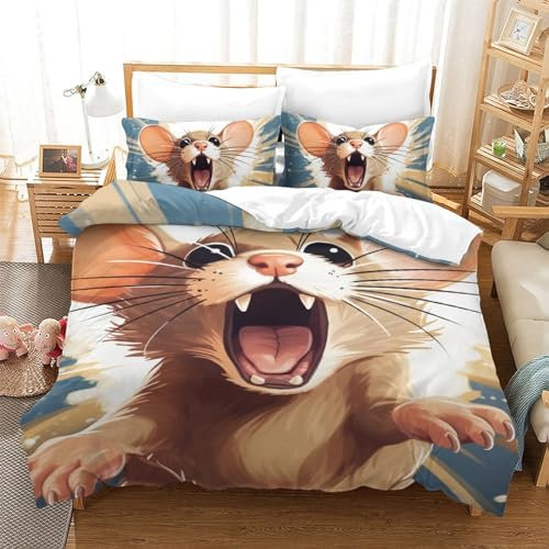 UFAZEHDNS Maus Bettwäsche Microfaser 3D-Druck Bettbezug Set Teilig Set Bettwäsche Set Flauschige Bettbezug Mit Reißverschluss Und Kissenbezüge Single(140x200cm)