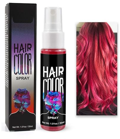 Haarspray Farbe, Temporäre Haarfarbe Blau, Farbiges Hair Dye, Liquid Blue Hair Color S-pray Abwaschbar und Sicher, Schnelle Haarfärbung, Haar Colorationen für Halloween, Karneval, Cosplay (Rot, 30ML)