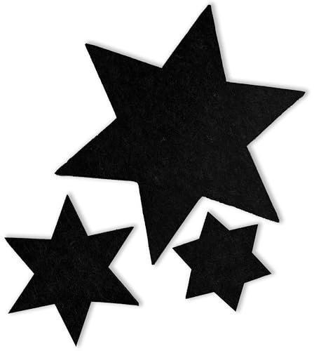 MIQIO® Design Filz Sterne 3er Set I 29 cm/ 16cm / 11 cm I Winter Weihnachten Tischdeko I nachhaltige Oekotex Untersetzer für Gläser, Kerzen, Vasen I schwarz