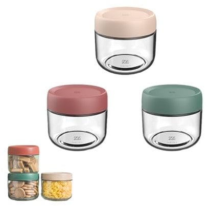 DYUEE Mason Clear Glass Jar with Screw Lid Leakproof Overnight Oats Container 3 Pack Reusable Food Jars 10 Oz Oatmeal Salad Jars for Cereals Milk Fruit Condiment Dressing Sauce Snacks Juice (280ml)