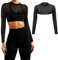 Grevosea Mesh Crop Top Long Sleeve Mesh Bolero Sheer Arm Sleeves for Women See Through Bolero Shrug Shoulder Cover for Dress (XL)