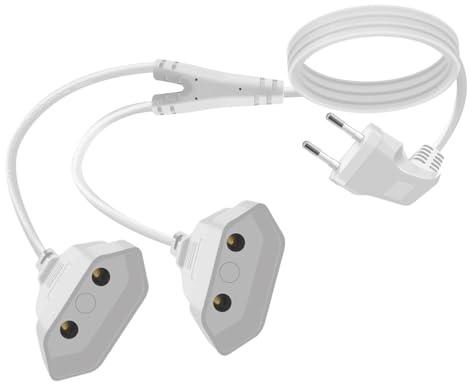 HuaLiSiJi Eurostecker 2 auf 1 Verlängerungskabel Eurostecker Y Kabel 2,5A 250V Verlängerungskabel Flachstecker 2fach, für Haushaltsgeräte TV, PC Etc (Weiß, 1.5 m)