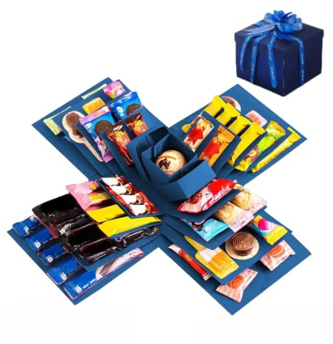 Zeaying 5-Lagige Kreative Explosions Geschenkbox, Kreative Überraschungsbox, Valentinstag Surprise Überraschungsbox, für Geschenkverpackung, Geburtstag, Weihnachten, Handgemachte Surprise Box (Blau)