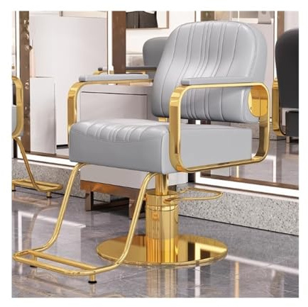 Hhaoran-9868 Chaise de barbier Fauteuil de Salon Rotatif et relevable, Fauteuil de Coupe de Cheveux, Fauteuil de barbier Tabourets à roulettes(Gold)