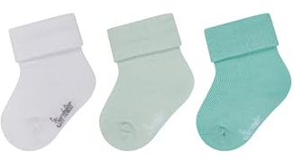 Sterntaler Baby Socken 3er Pack Uni – Unisex Babysocken mit Umschlag, hoher Viskoseanteil aus Bambuszellstoff, hautfreundlich, feuchtigkeitsregulierend, Leuchtmint, Größe 18