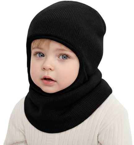 DRESHOW Gorro de Punto para Bebé Niño Niña Capucha Suave Invierno Sombreros y Bufandas con Forro Polar para Pequeños Niños Niñas 1-6 Años