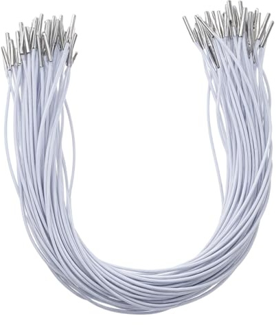 LXUEJIE Lot de 100 cordons élastiques à pointes rondes (blanc) | Pour chapeaux de fête, masques, sacs cadeaux, menus, badges, carnets