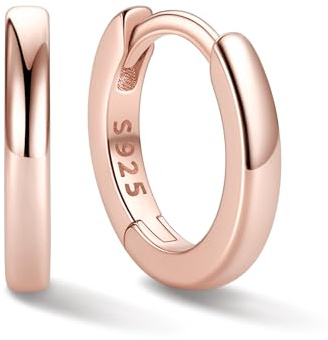 ChicSilver 6-20mm Orecchini Donna Cerchio Argento 925 Nero Oro Rosa Piccoli | argento 925, leggeri, eleganti, design semplice, può indossato insieme ad altri orecchini,idee regalo per natale anniversario