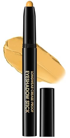 Lidschatten Stift Gelb, Matt Yellow Eyeshadow Stick, Wasserfest & Langanhaltend Lidschattenstift, Hochpigmentiert Shimmer Crayon Eyeliner Creme, Wischfest & Knitterfrei Augen Make Up Pen, Glatt Textur
