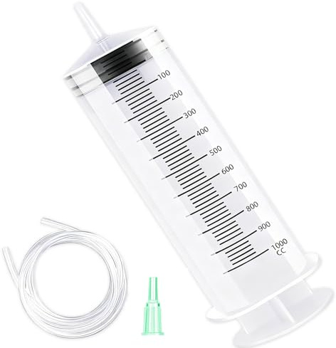 Forbabe Ölabsaugpumpe 1000ml Spritze Mit Schlauch | Wiederverwendbar Handpumpe Ölspritze für Auto Bremsflüssigkeit Getriebeöle Kühlmittel Motor