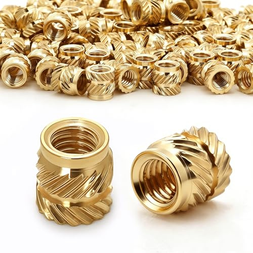 80 Stück Gewindeeinsatz M4 Einschmelzgewinde Einpressmuttern M4×L6×D6mm Gewindeeinsatz 3D Druck Einschmelzmuttern Gewindeeinsätze Messing Threaded Inserts für 3D-Druckkomponenten und Kunststoffteile