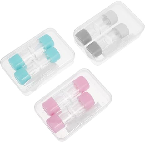 FRCOLOR 3sets Contact Lens Tools Travel Lens Storage Holder Plastic Case for Outdoor Use Soak Container Kit