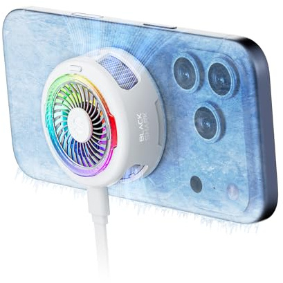 Black Shark FunCooler 6 Refroidisseur Telephone Magnétique, ventilateur telephone portable avec éclairage RGB, Contrôlable via APP Phone Cooler compatible avec la série magnétique iPhone/iPad (Noir)