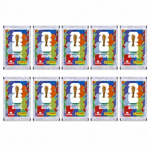 World Cup 2026 Sammelsticker Set – 10 WM 2026 Stickertüten mit je 7 Stickern – 70 Sticker zum Sammeln, Tauschen & Einkleben
