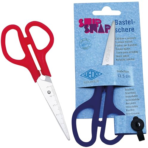 WEDO Snip Snap Bastelschere spitz 13,5 cm – farblich sortiert zufällige Farbe bei Bestellung