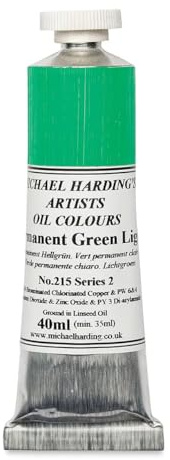 Michael Harding Artist Oil Colours, Permanent Green Light, 40ml Tube, 21540