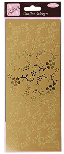 Anitas Outline Stickers, Fanciful Floral Corners, Gold, For Scrapbooking, Card Making, Kids Play, Homework, Art, Craft, Embelish, Decorative, Paper, Card, Glass, Metal, Plastic, Foam