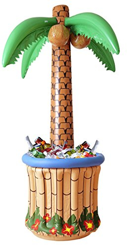 NET TOYS Aufblasbare Palme mit Getränkekühler Partypalme 182 cm Palmeninsel Fun Palme Flaschenkühler Aloha Sommerparty Hawaii Deko aufblasbar Party Dekoration