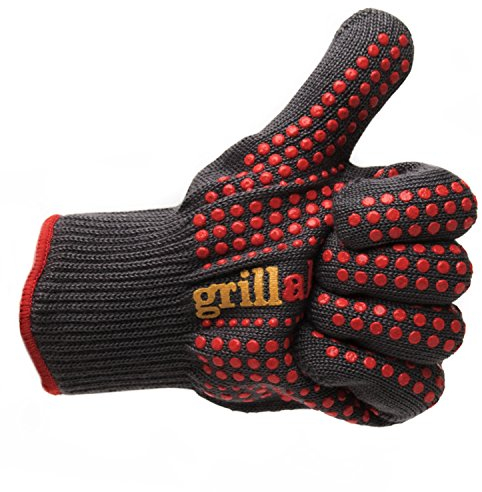 Grillaholics Guantes de barbacoa, guantes de cocina superiores en accesorios para parrilla, resistentes al calor hasta 348.9 °C con silicona ThermoMatrix™, protege tus manos con guantes de horno para