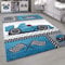 HomebyHome Kinderteppich Blau 80x150 cm Rennwagenmuster Läufer Jungen Teppich Kinderzimmer Kurzflor Teppich Extra Weich Antiallergen Babyzimmer Teppich