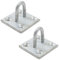 White Hinge Limited 2X Heavy Duty 50mm Square Staple Eye Plates - Galvanised Zinc Tether Ring/Hooks