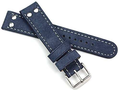 Sulla 20mm Herren Leder Uhrenarmband Pilot Wasserbüffel WB blau Marine
