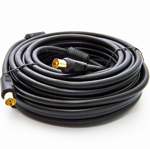 Premium X 20m Antennenkabel TV Anschlusskabel HDTV Full HD, 4K Koaxial-Kabel - Vollmetall-Stecker auf IEC-Buchse für digitales Fernsehen und Radio - DVB-T/T2, DVB-C, DVB-S/S2 - Schwarz