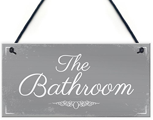 RED OCEAN 'THE BATHROOM' Shabby Chic Hanging Door Sign Plaque Sign for Toilet or Bathroom The Loo Home Decor