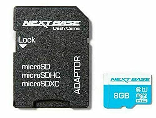 NEXTBASE 8GB SD microSD HC Class 10 SD Card with Adaptor - Compatible with Nextbase In-Car Dash Cameras Series 1 and 2-122, 222, 112, 302, 212 - Full HD
