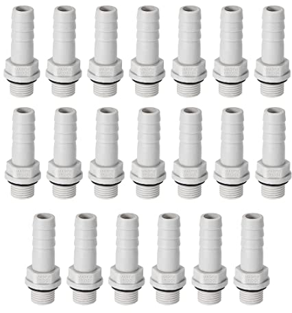 sourcing map Conector Manguera de Lengüeta, Racor Manguera Recto de PVC, Púa de 8mm DI, Rosca Macho 1/8G, Adaptador Manguera Tubo de Aire Gas Agua, 20 Piezas