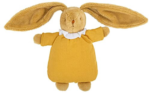 TROUSSELIER - Doudou Lapin Nid d'Ange 20 cm de haut - Tissu en Coton Bio - Classique Chic - Idéal Cadeau de Naissance- Colori Curry