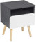 WOLTU® Nachttisch Nachtkommode Nachtschrank Beistelltisch Sofatisch, mit Schublade und Offenem Fach, mit Beinen, Holz, Grau, 40x33,5x50cm(BxTxH), TSR58gr