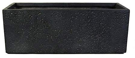 Köhko® Macetero de fibra de vidrio con aspecto de piedra, 100 x 40 x 40 cm, color gris oscuro