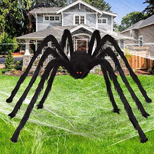 Aitey Ragno gigante per Halloween, decorazione per Halloween, decorazione per esterni, motivo spaventoso, per giardino, casa, feste, decorazione creepy, colore nero
