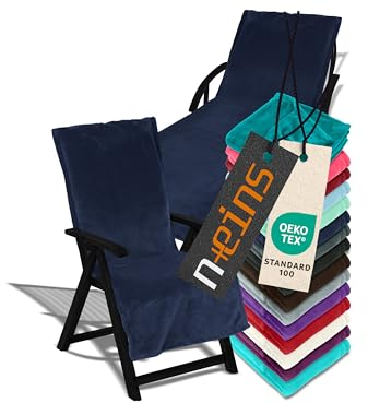 npluseins Cojín para muebles de jardín – Funda con capucha – Flausch 1521.2199 – Tumbona de jardín aprox. 70 x 200 cm, azul marino