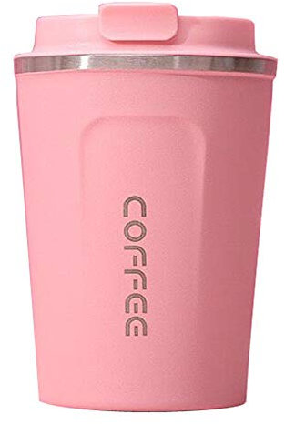 Gteller Stainless Travel Mug, Double Wall Stainless Steel Insulated Vacuum Tumbler with Lid (Pink, 13oz)