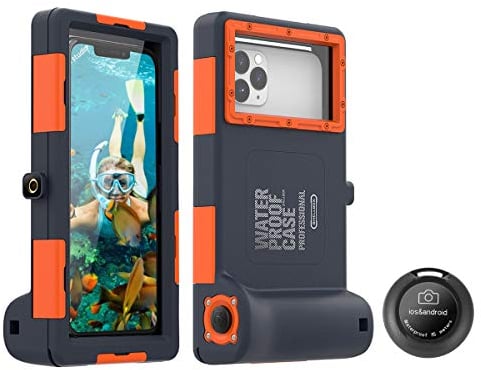 AICase Universal Waterproof Case with Bluetooth Selfie,Remote Control Photography for iPhone 11 Pro Max XS Max XR X 8,15m Underwater Dive housing for Galaxy Note20 10 s20 Up to 6.8