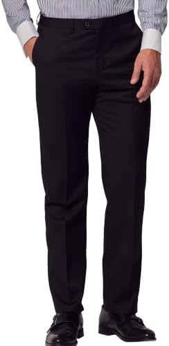 Men's Cozy Hidden Expandable Waist Dress Pants | Premium Stretch Texture Weave Work to Weekend Pant (Black,38W×30L)