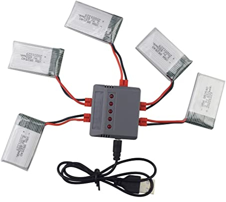 ZYGY 5PCS 3.7V 650mAh Batteries et 5 en 1 Chargeur pour SYMA X5HW X5HC RC Quadcopter Aircraft Batteries