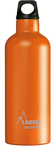 Botella Térmica de Acero Inoxidable de Doble Pared Aislada al Vacío Laken (0,5L - Naranja) - Para Niños y Adultos/Para Gimnasio y Deportes - Resistente y Duradera