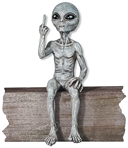 John Bernard & Company Rude Alien-Statue Flipping The Bird, 25,4 cm, extraterrestrische Figur, lustige Heim- oder Gartendekoration (Alien-Grau)