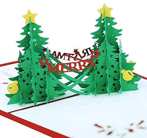 KUNSTIFY 3D Pop Up Weihnachtskarte, Weihnachtspostkarten Weihnachtskarten Geschenk für Freundin Männer Frauen Glückwunsch Christmas cards Herz (Weihnachtsbaum)