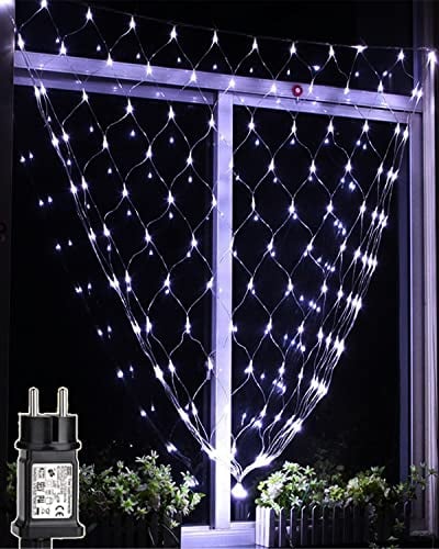 Joysing Lichternetz Außen 3M x 2M 204 LED Lichterkette Netz mit Stecker Timer, 8 Modi Lichterkettennetz Wasserdicht Weihnachtsbeleuchtung netz für Zimmer Wand Zaunbüsche Weihnachten Deko