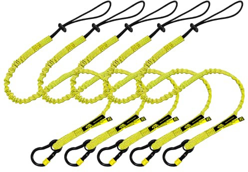 BearTOOLS New Yellow Safety Lanyard Tether With Captive Eye Screw Lock Carabiner Aluminum, Universal Adjustable Loop End, Stop the Drops Weight Limit 8KG / 17.6lb Fall Restraint (5)